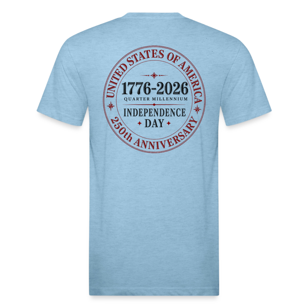 250 America Circle Fitted Cotton/Poly T-Shirt by Next Level - heather blue