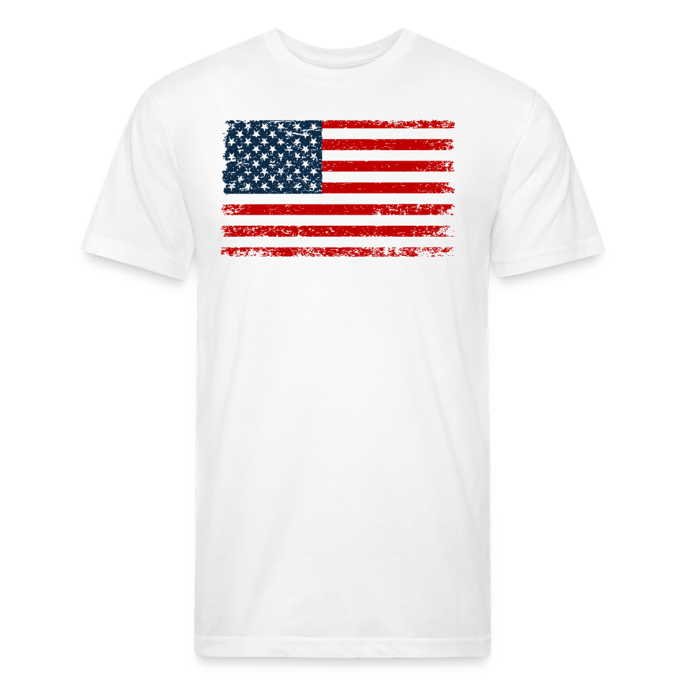 American Flag Distressed Cotton/Poly T-Shirt by Next Level - white