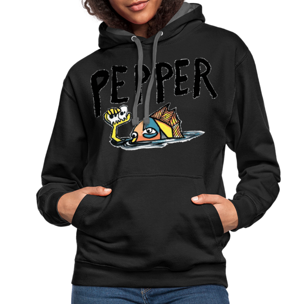 Peper Contrast Hoodie - black/asphalt