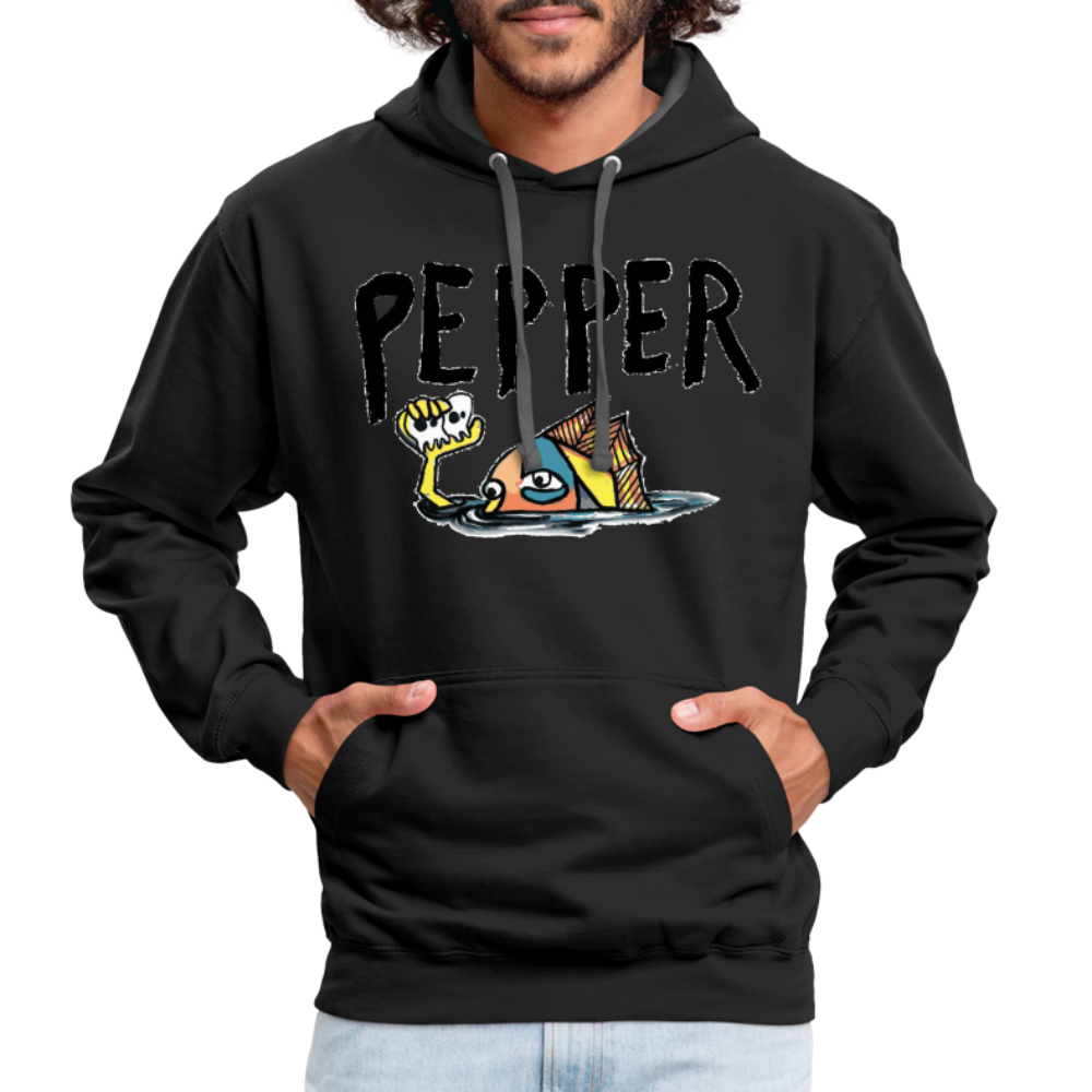 Peper Contrast Hoodie - black/asphalt