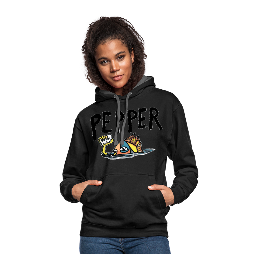 Peper Contrast Hoodie - black/asphalt