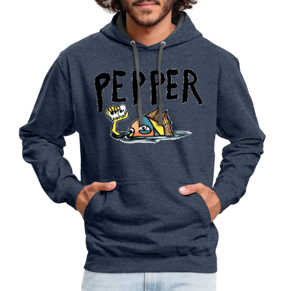 Peper Contrast Hoodie - indigo heather/asphalt