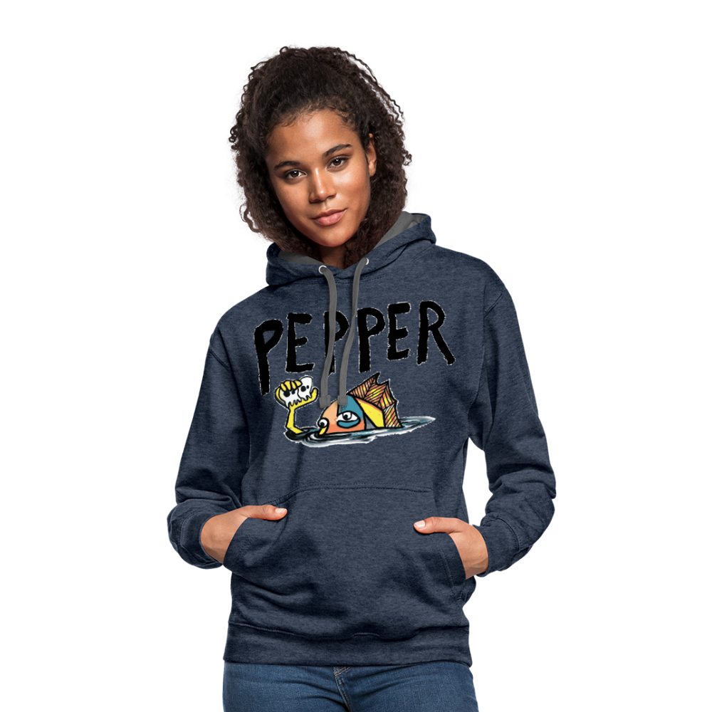 Peper Contrast Hoodie - indigo heather/asphalt