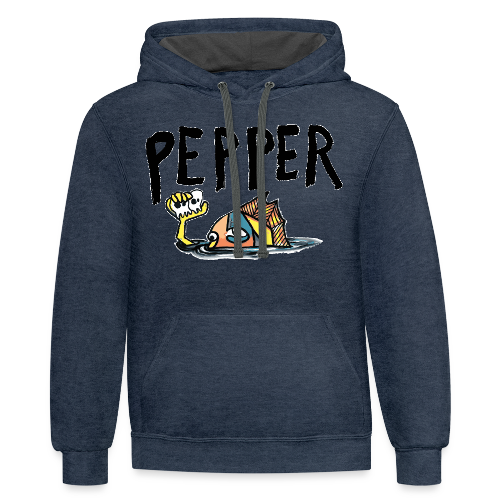 Peper Contrast Hoodie - indigo heather/asphalt