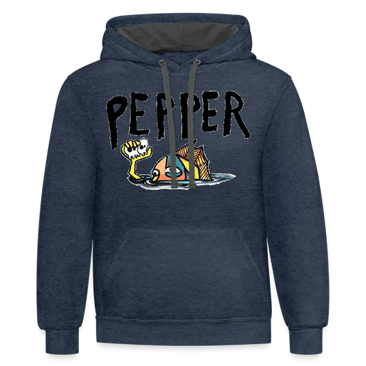Peper Contrast Hoodie - indigo heather/asphalt