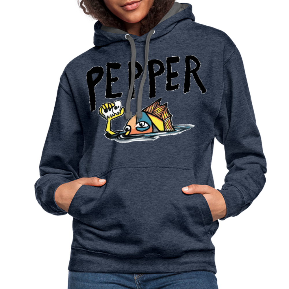 Peper Contrast Hoodie - indigo heather/asphalt