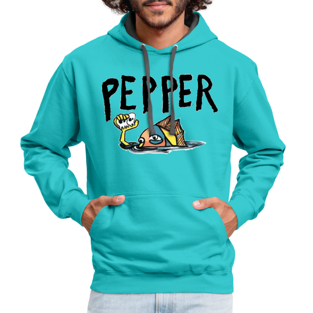 Peper Contrast Hoodie - scuba blue/asphalt