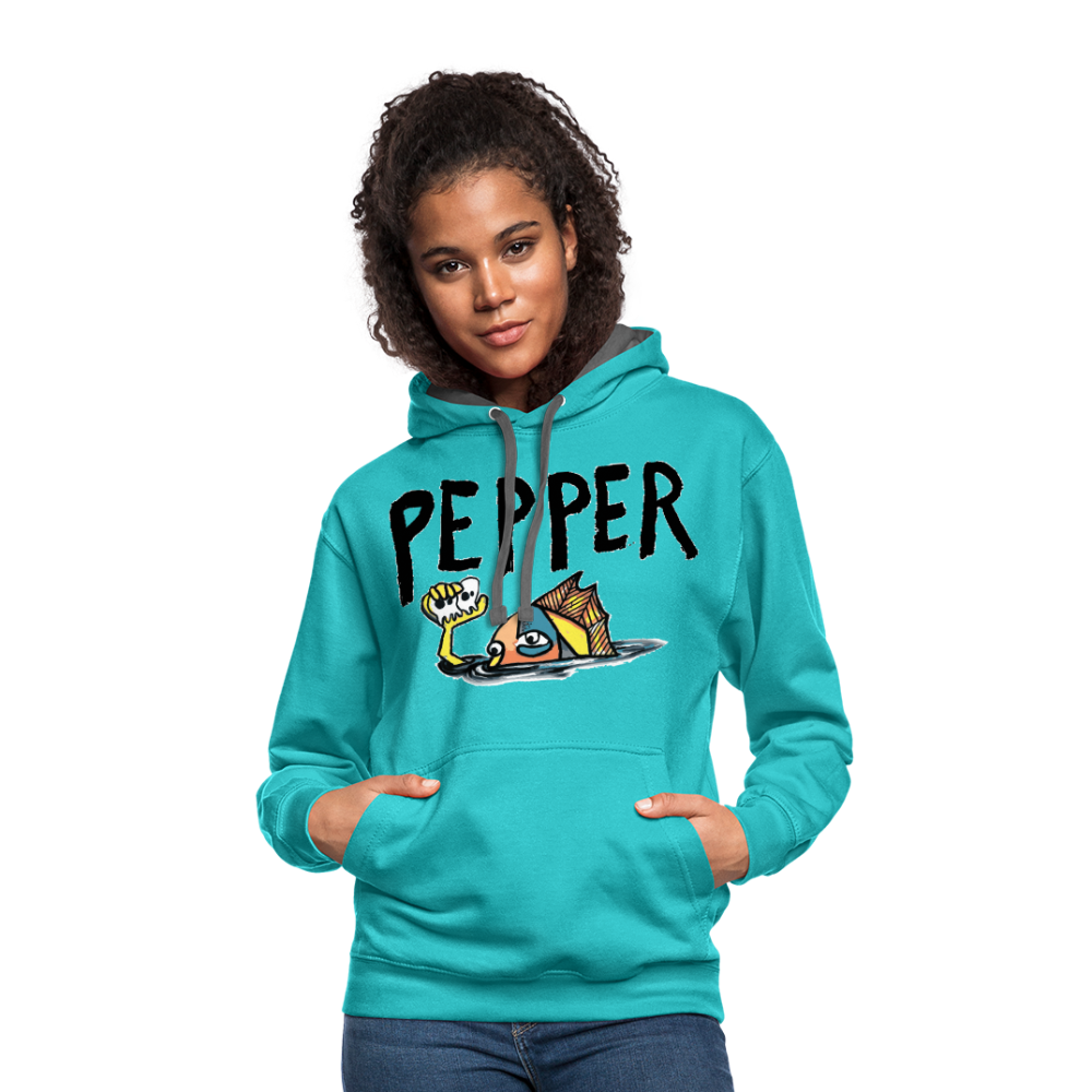 Peper Contrast Hoodie - scuba blue/asphalt