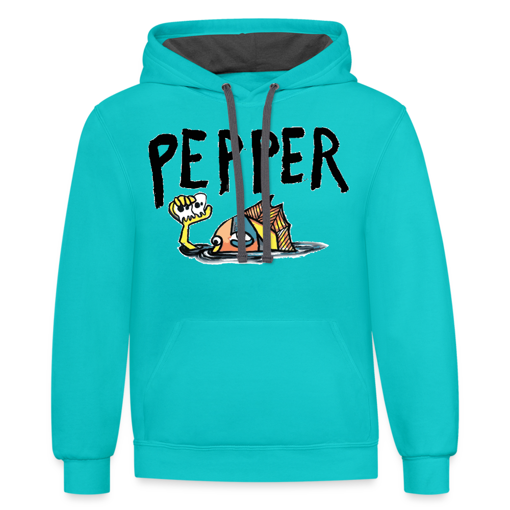 Peper Contrast Hoodie - scuba blue/asphalt