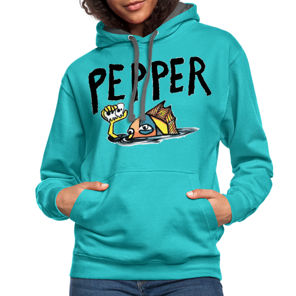 Peper Contrast Hoodie - scuba blue/asphalt