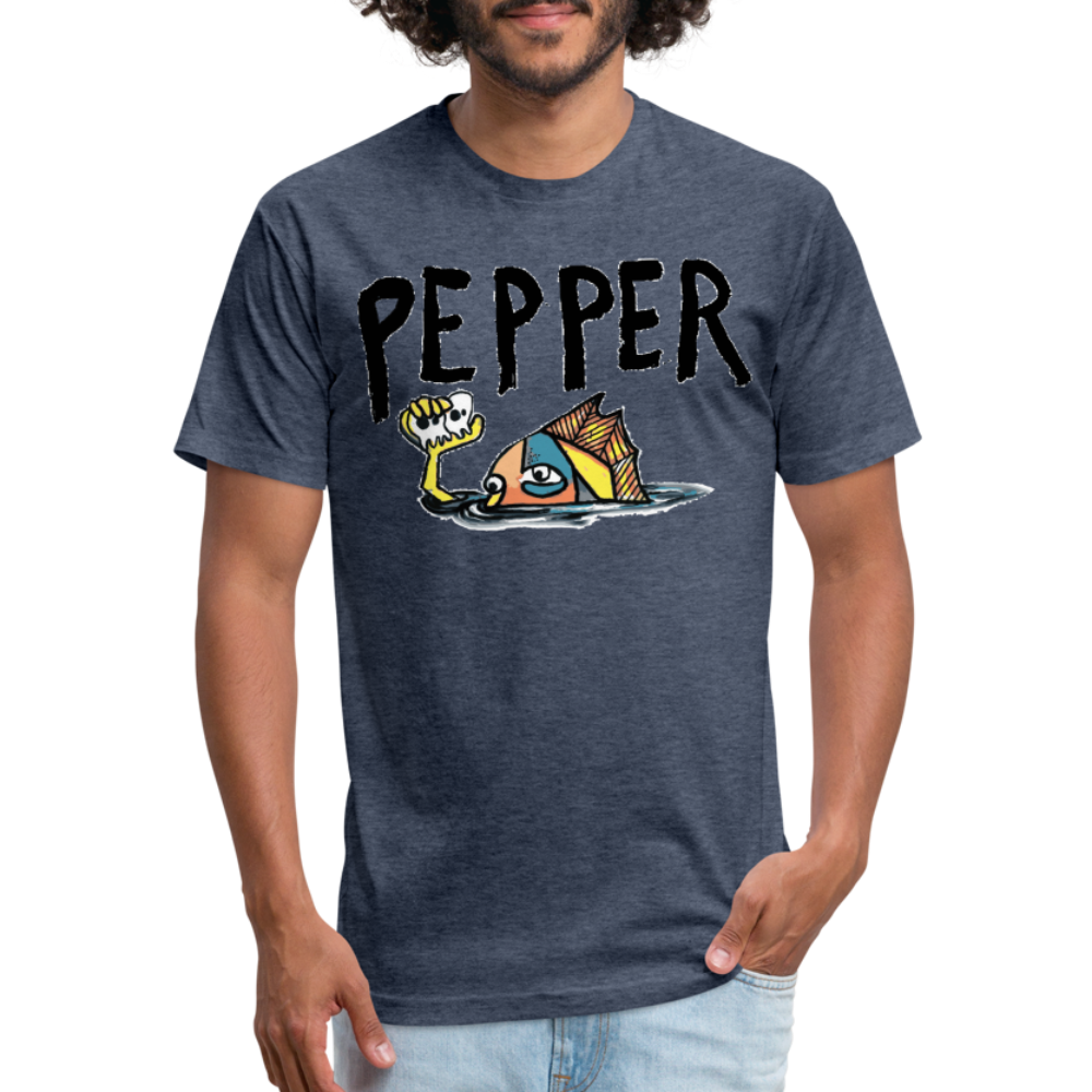Peper Fish T-Shirt by Next Level - heather navy