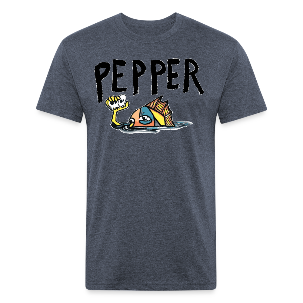 Peper Fish T-Shirt by Next Level - heather navy