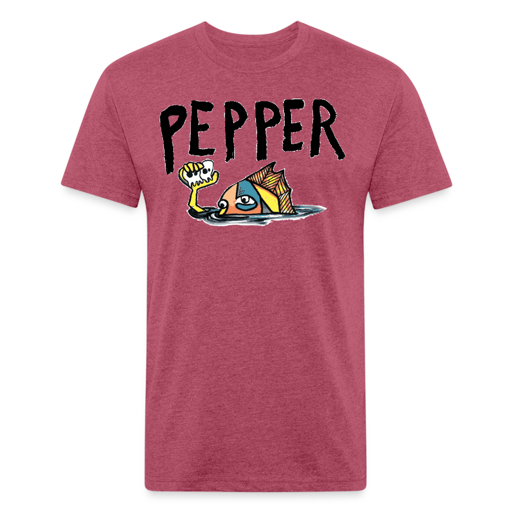 Peper Fish T-Shirt by Next Level - heather burgundy
