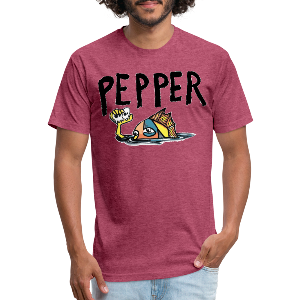 Peper Fish T-Shirt by Next Level - heather burgundy