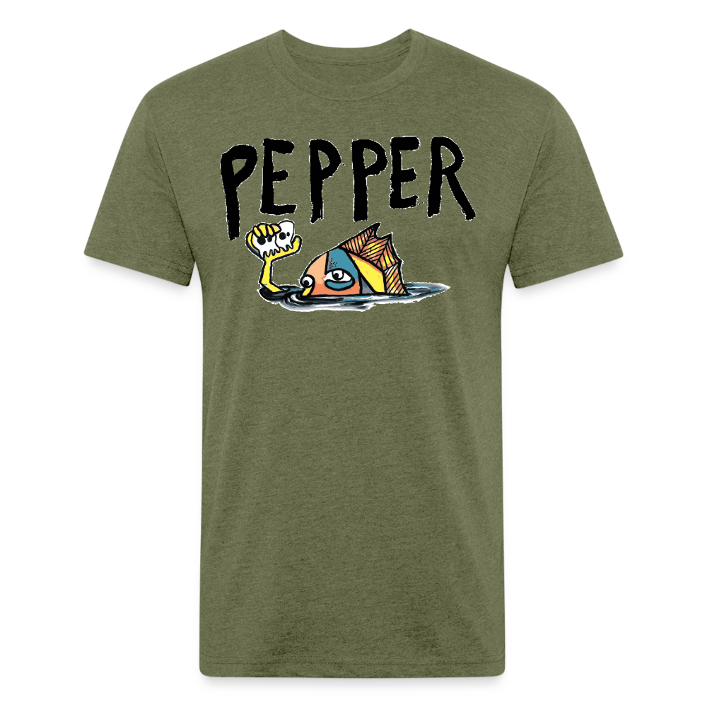Peper Fish T-Shirt by Next Level - heather military green