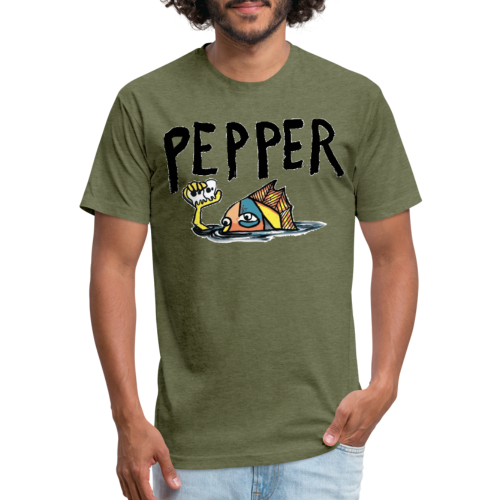 Peper Fish T-Shirt by Next Level - heather military green