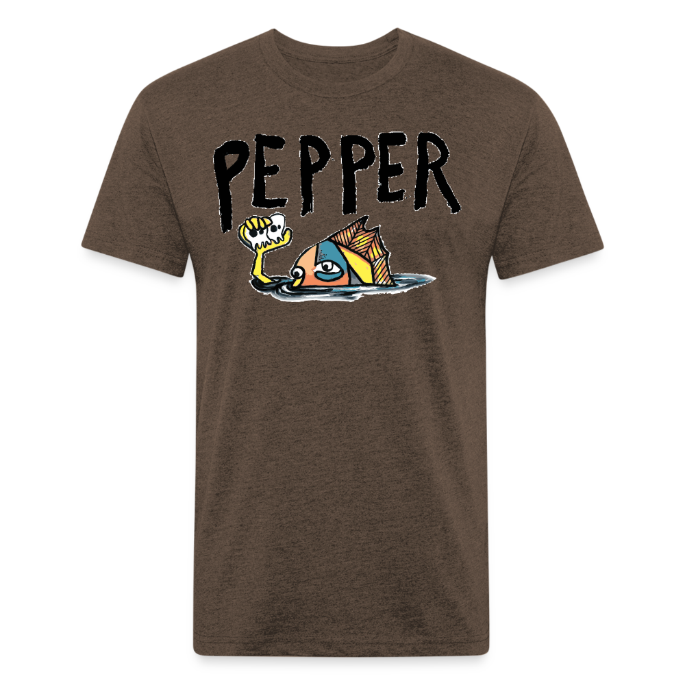 Peper Fish T-Shirt by Next Level - heather espresso