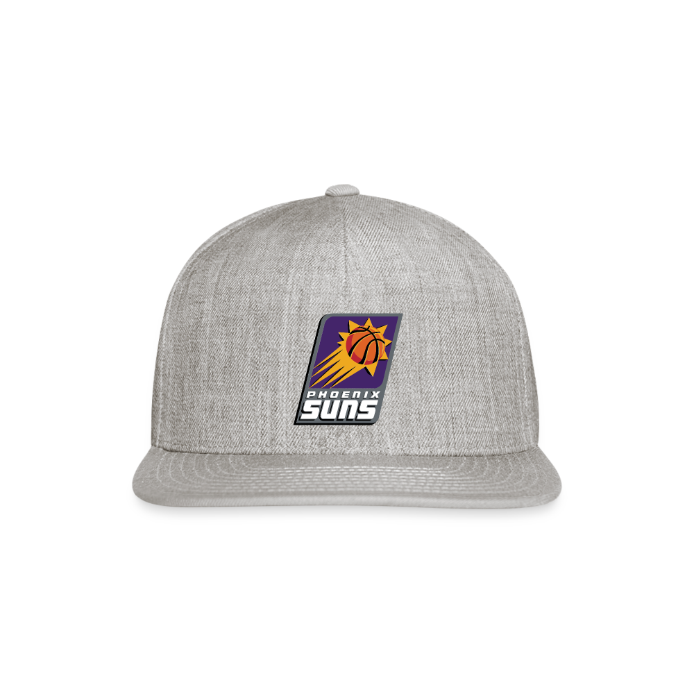 Suns Slant Center Grey Snapback Baseball Cap - heather gray