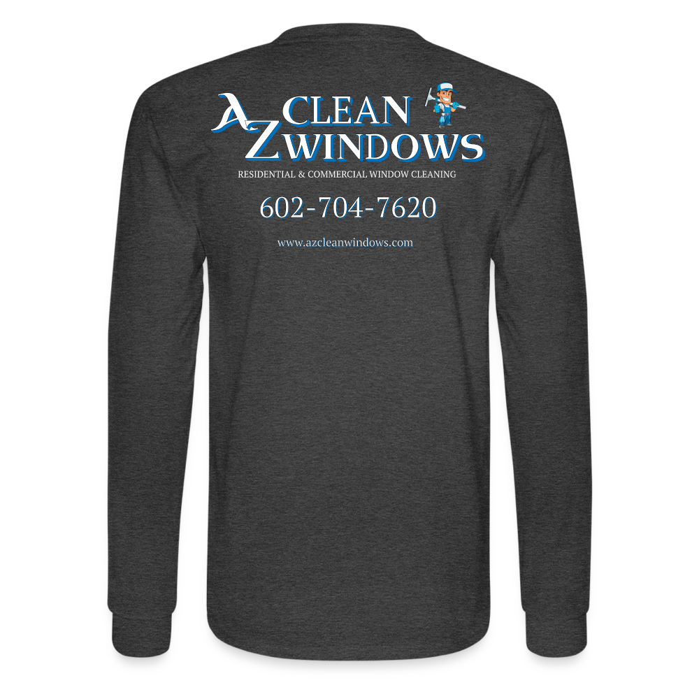 Az Clean Wht Letters Long Sleeve - heather black
