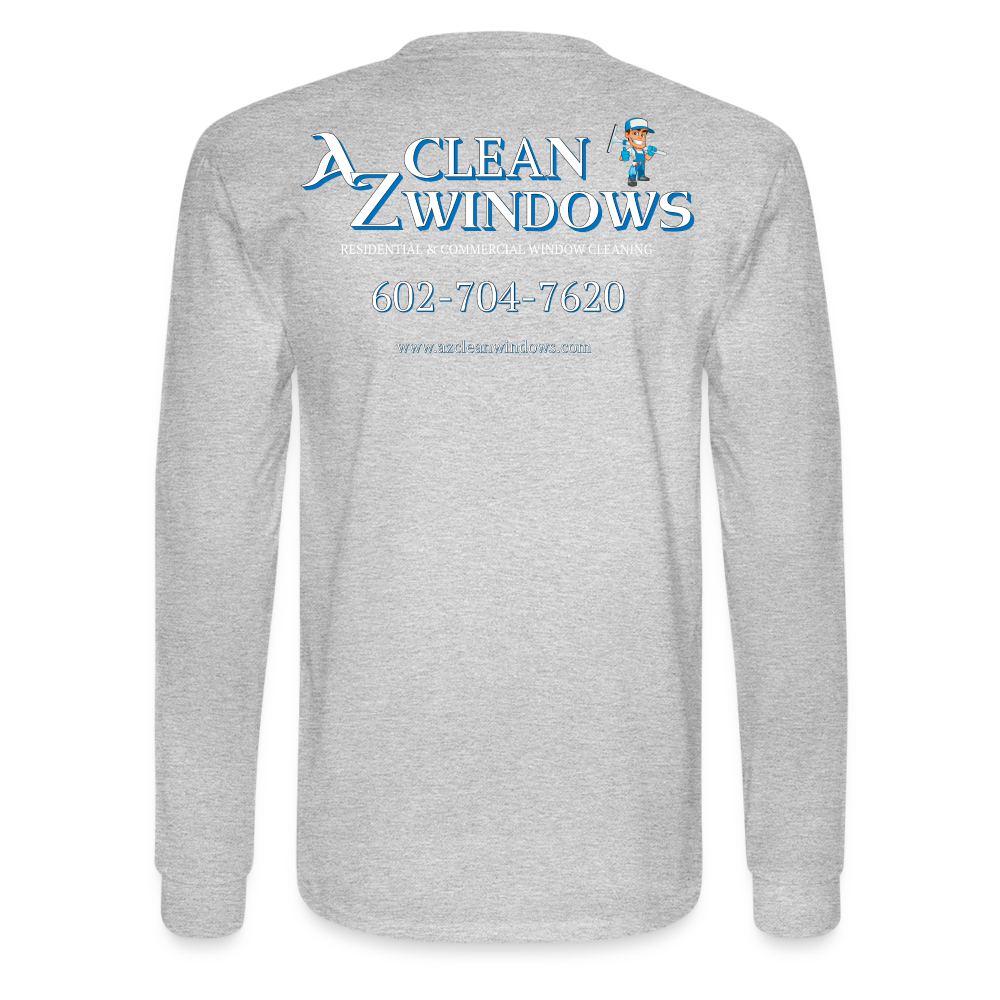 Az Clean Wht Letters Long Sleeve - heather gray