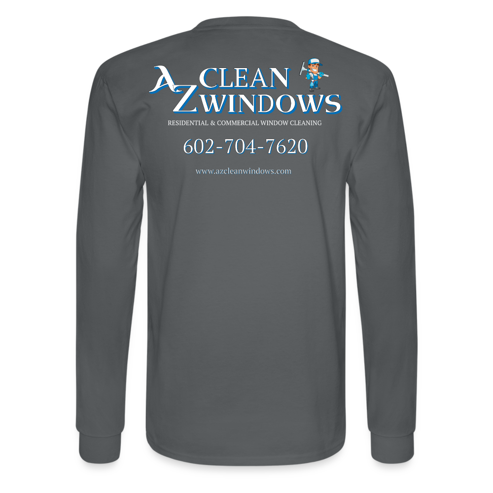 Az Clean Wht Letters Long Sleeve - charcoal
