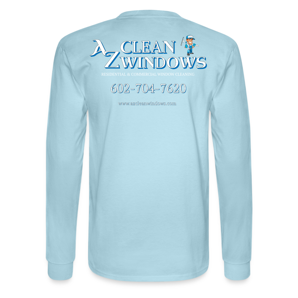 Az Clean Wht Letters Long Sleeve - powder blue