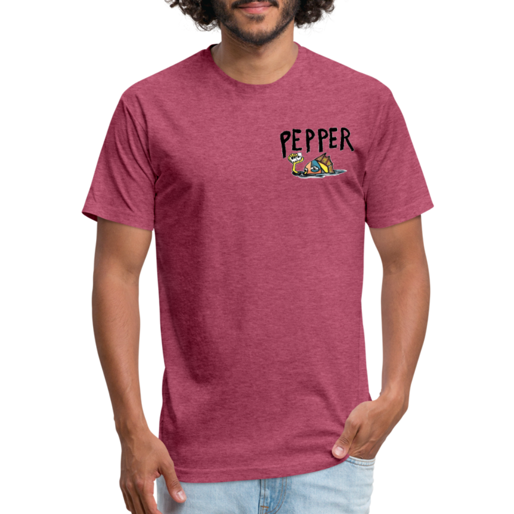 Peper Fish F/ Big Fish B T-Shirt by Next Level - heather burgundy