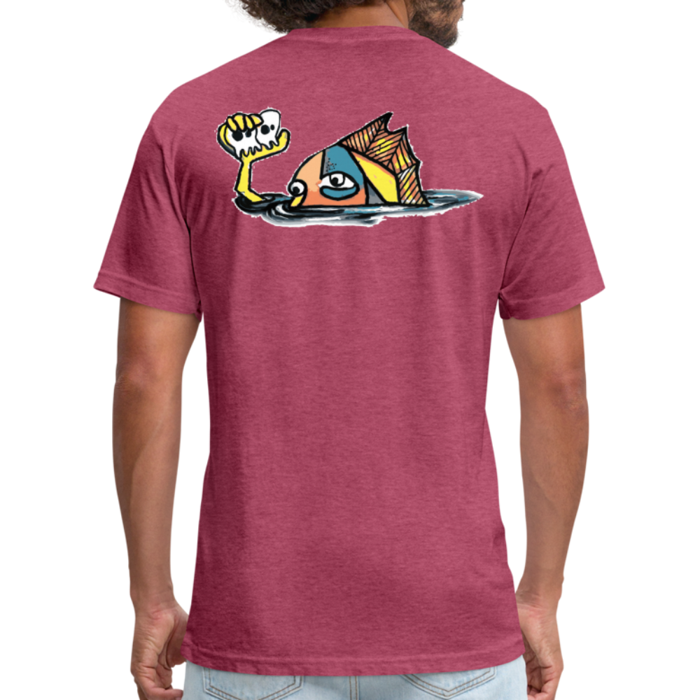 Peper Fish F/ Big Fish B T-Shirt by Next Level - heather burgundy
