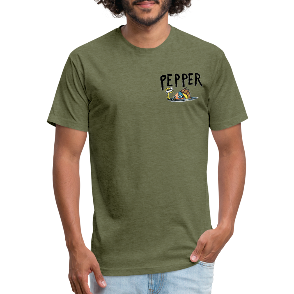 Peper Fish F/ Big Fish B T-Shirt by Next Level - heather military green