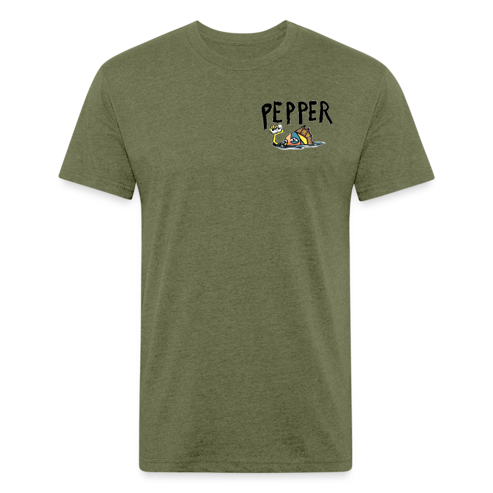 Peper Fish F/ Big Fish B T-Shirt by Next Level - heather military green
