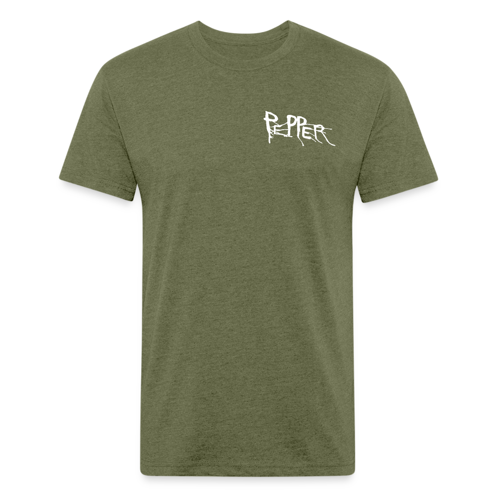 Peper Drip F/ Fish B T-Shirt by Next Level - heather military green