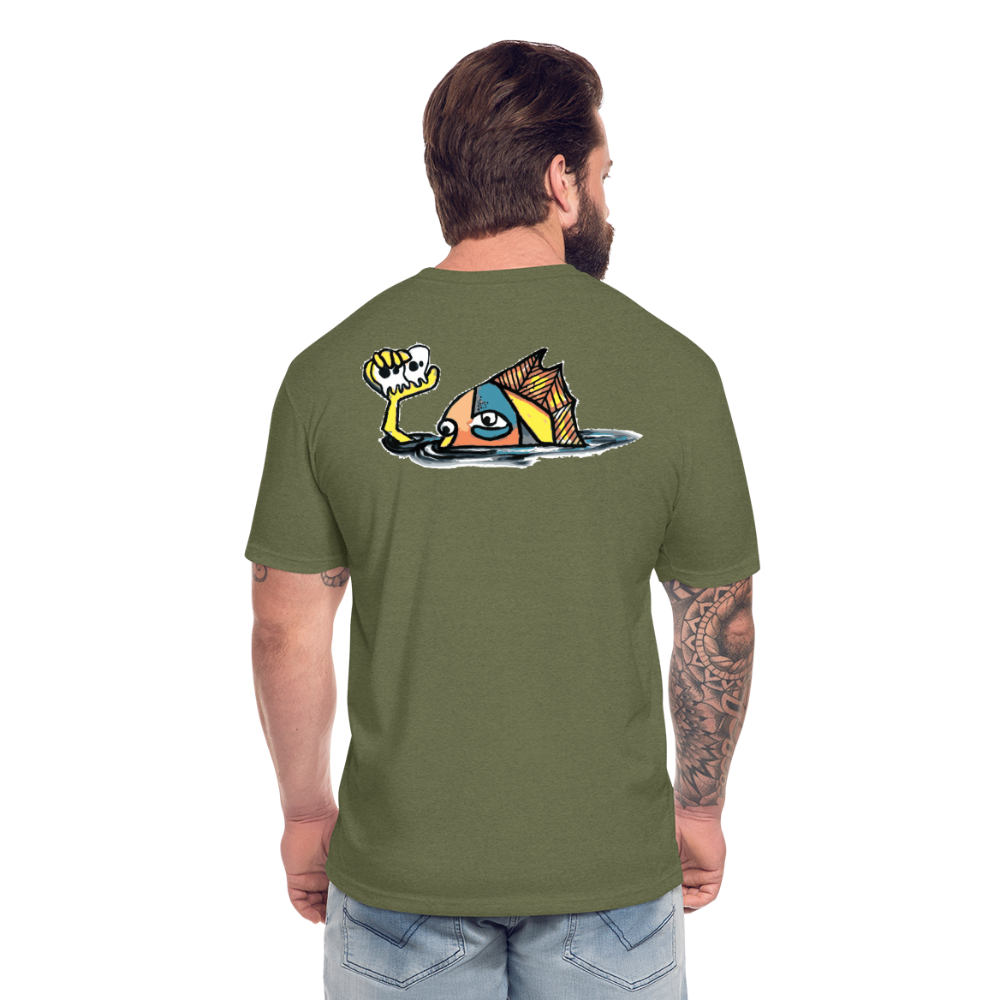 Peper Drip F/ Fish B T-Shirt by Next Level - heather military green