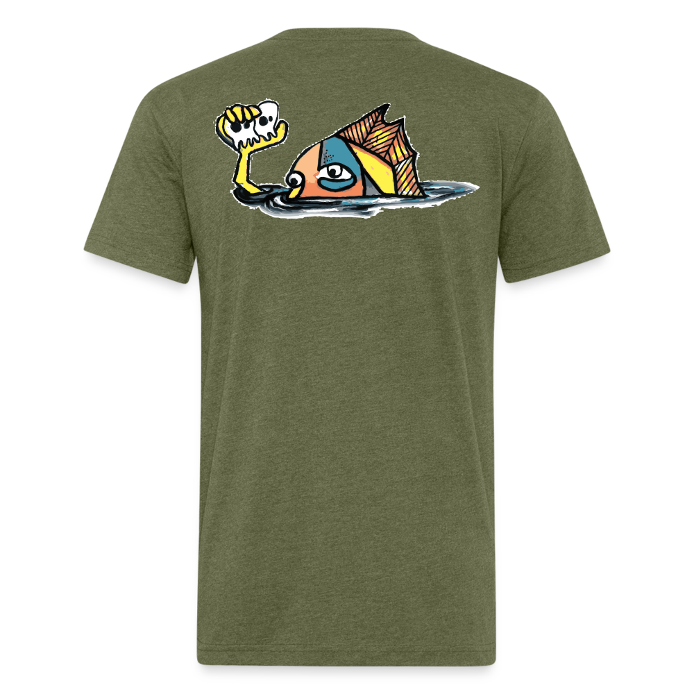Peper Drip F/ Fish B T-Shirt by Next Level - heather military green