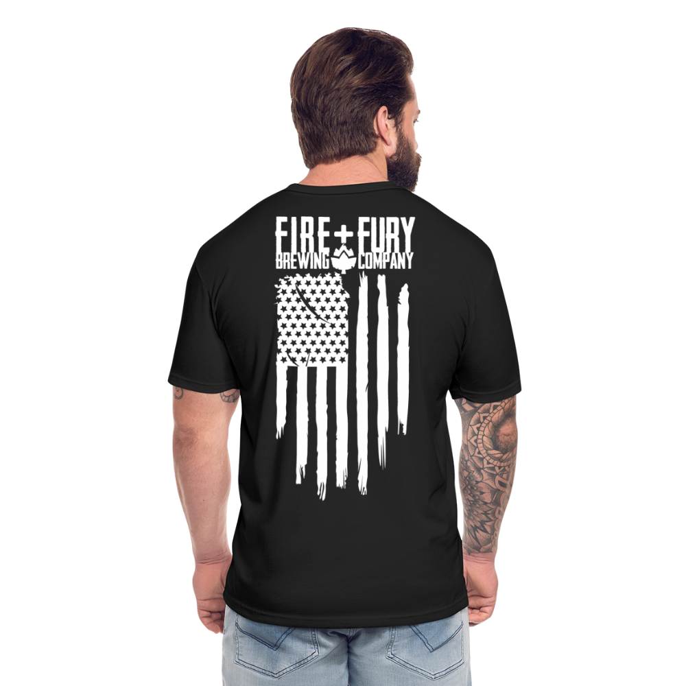 Fire + Fury Flag Back Cotton/Poly T-Shirt by Next Level - black