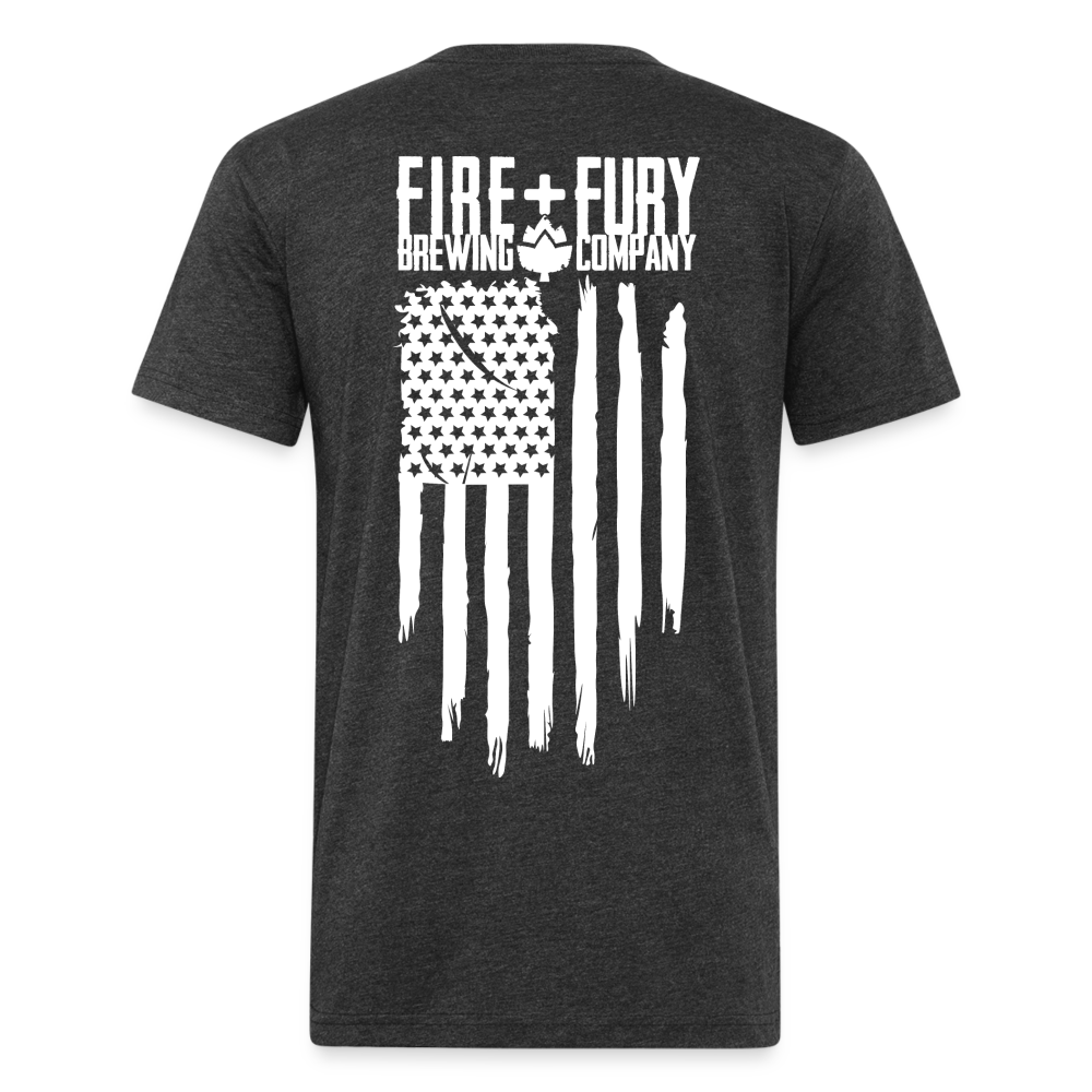 Fire + Fury Flag Back Cotton/Poly T-Shirt by Next Level - heather black