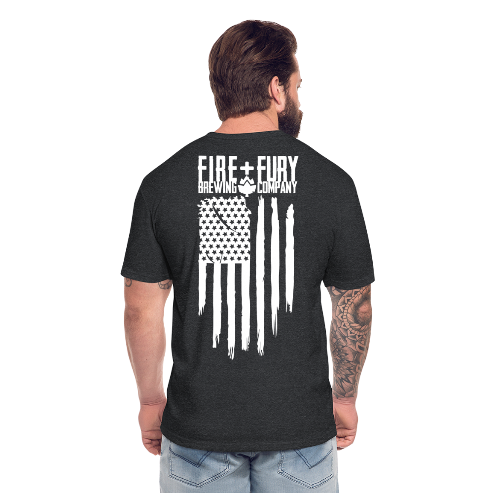 Fire + Fury Flag Back Cotton/Poly T-Shirt by Next Level - heather black
