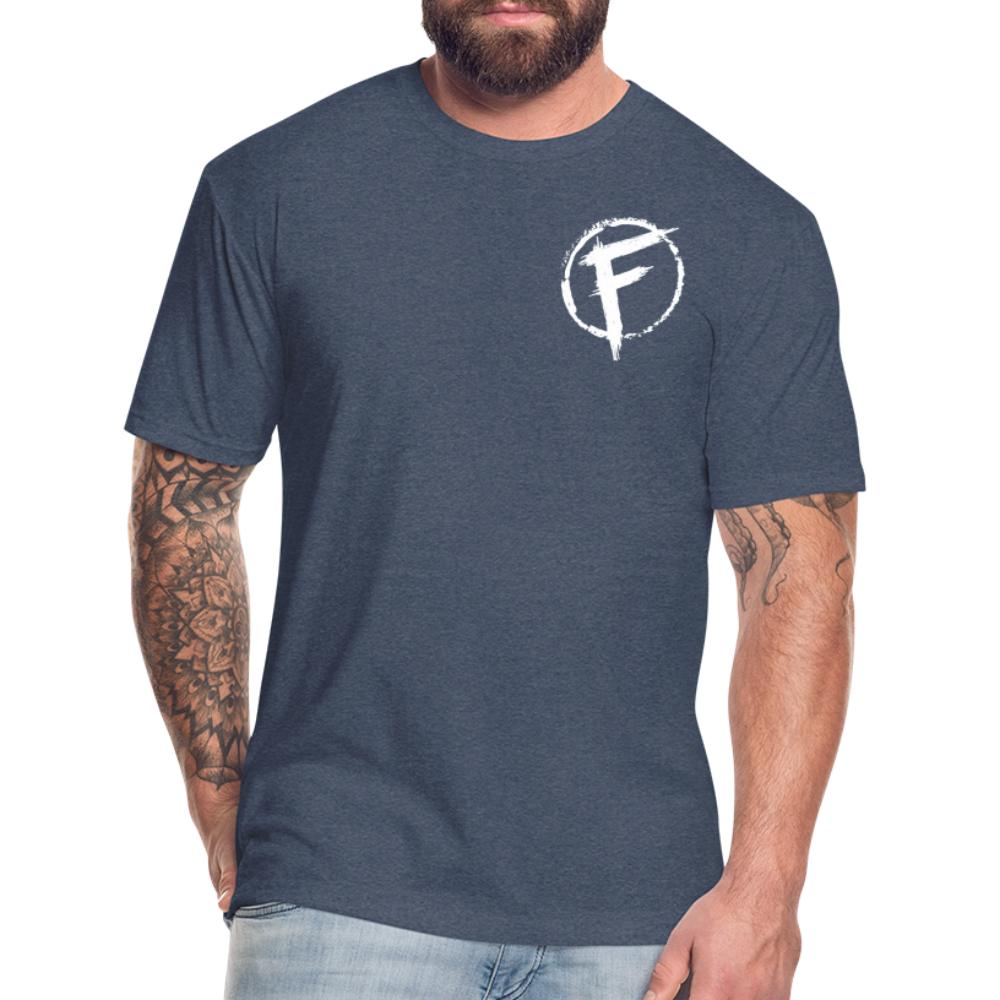 Fire + Fury Flag Back Cotton/Poly T-Shirt by Next Level - heather navy