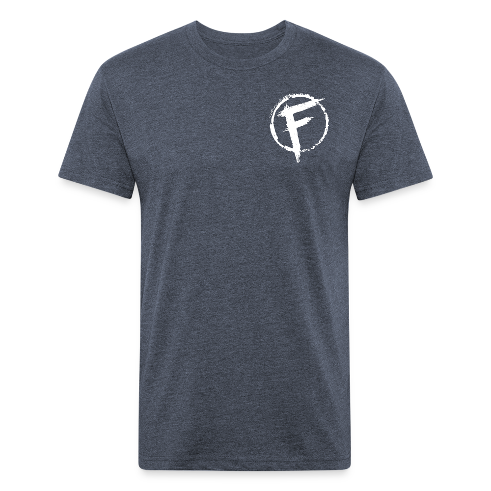 Fire + Fury Flag Back Cotton/Poly T-Shirt by Next Level - heather navy
