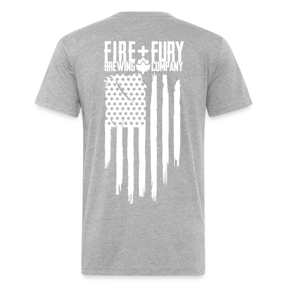 Fire + Fury Flag Back Cotton/Poly T-Shirt by Next Level - heather gray