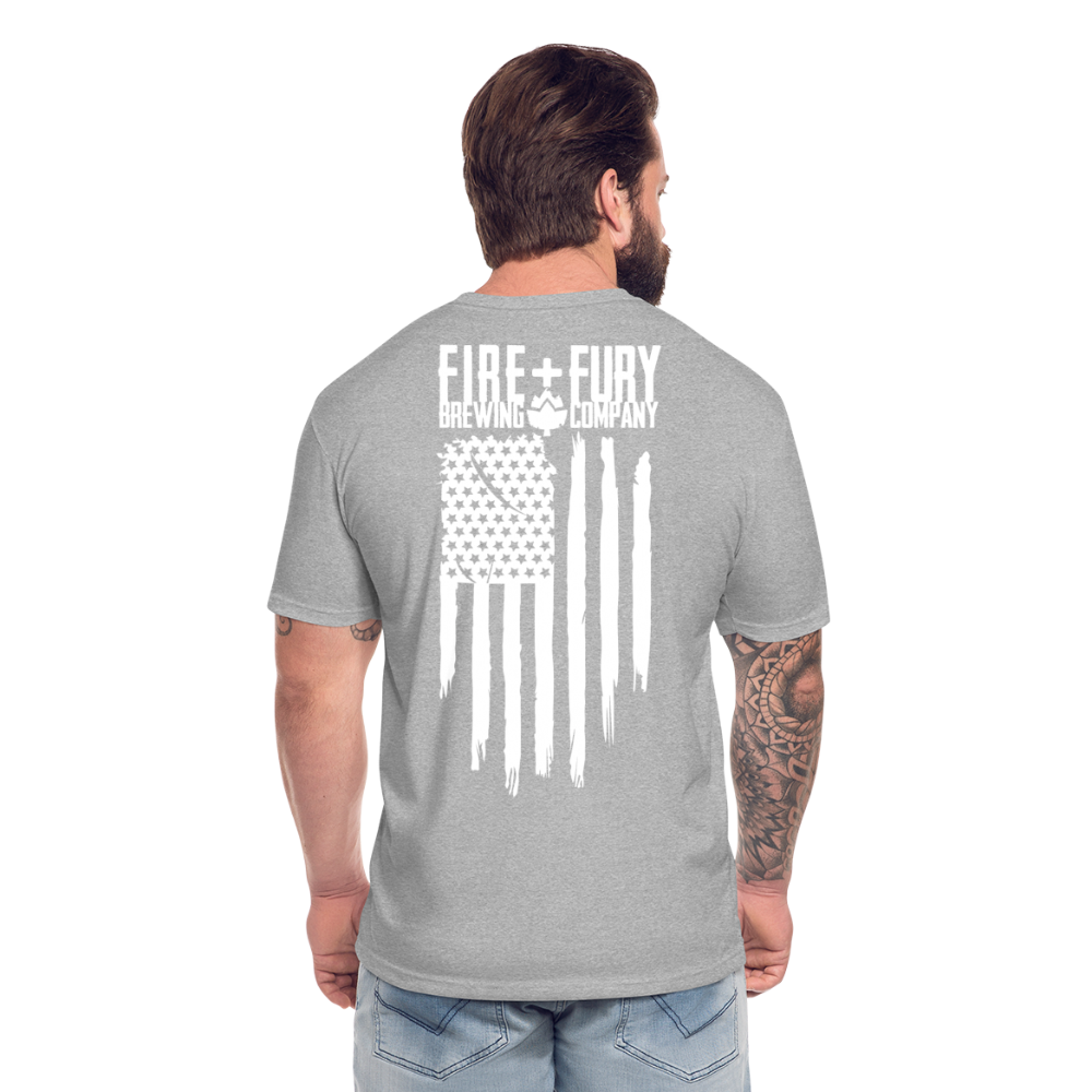Fire + Fury Flag Back Cotton/Poly T-Shirt by Next Level - heather gray