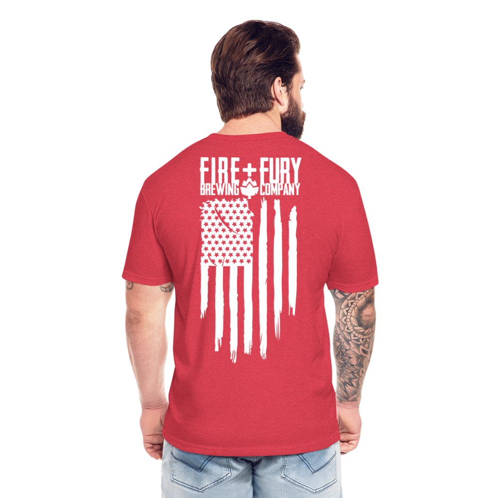 Fire + Fury Flag Back Cotton/Poly T-Shirt by Next Level - heather red