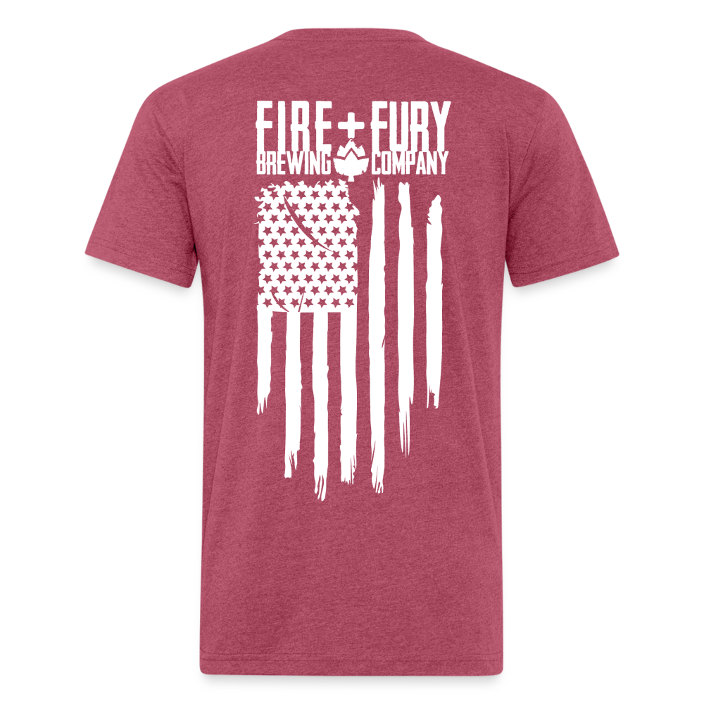 Fire + Fury Flag Back Cotton/Poly T-Shirt by Next Level - heather burgundy