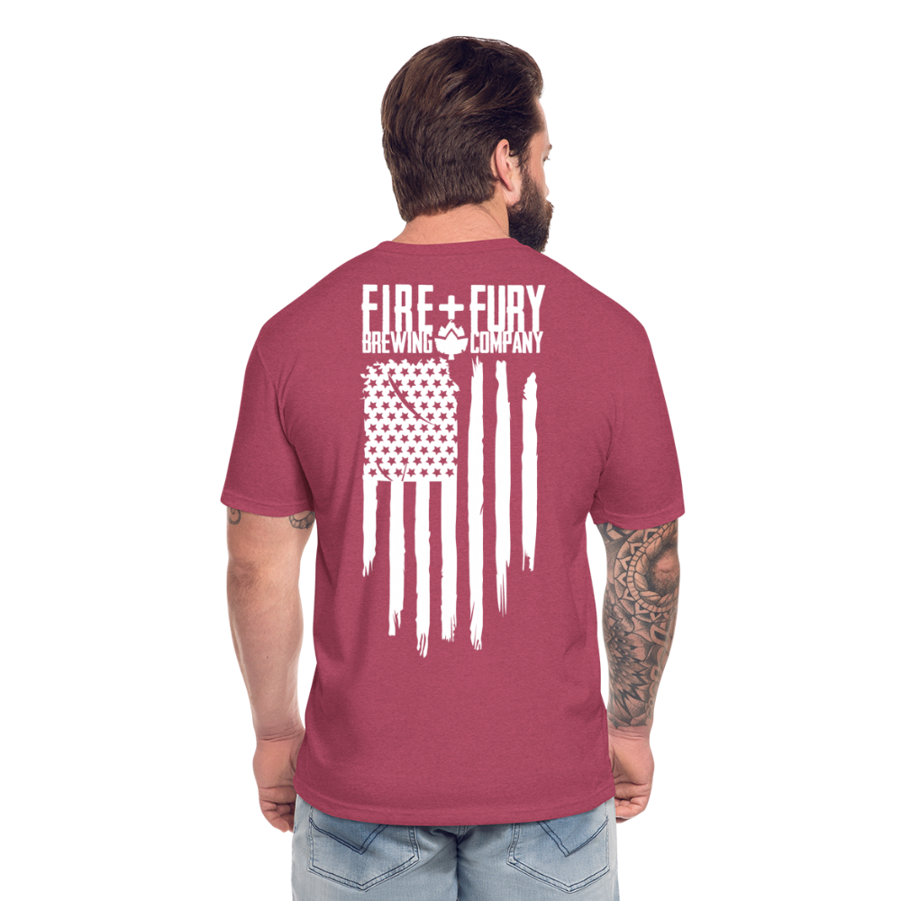 Fire + Fury Flag Back Cotton/Poly T-Shirt by Next Level - heather burgundy