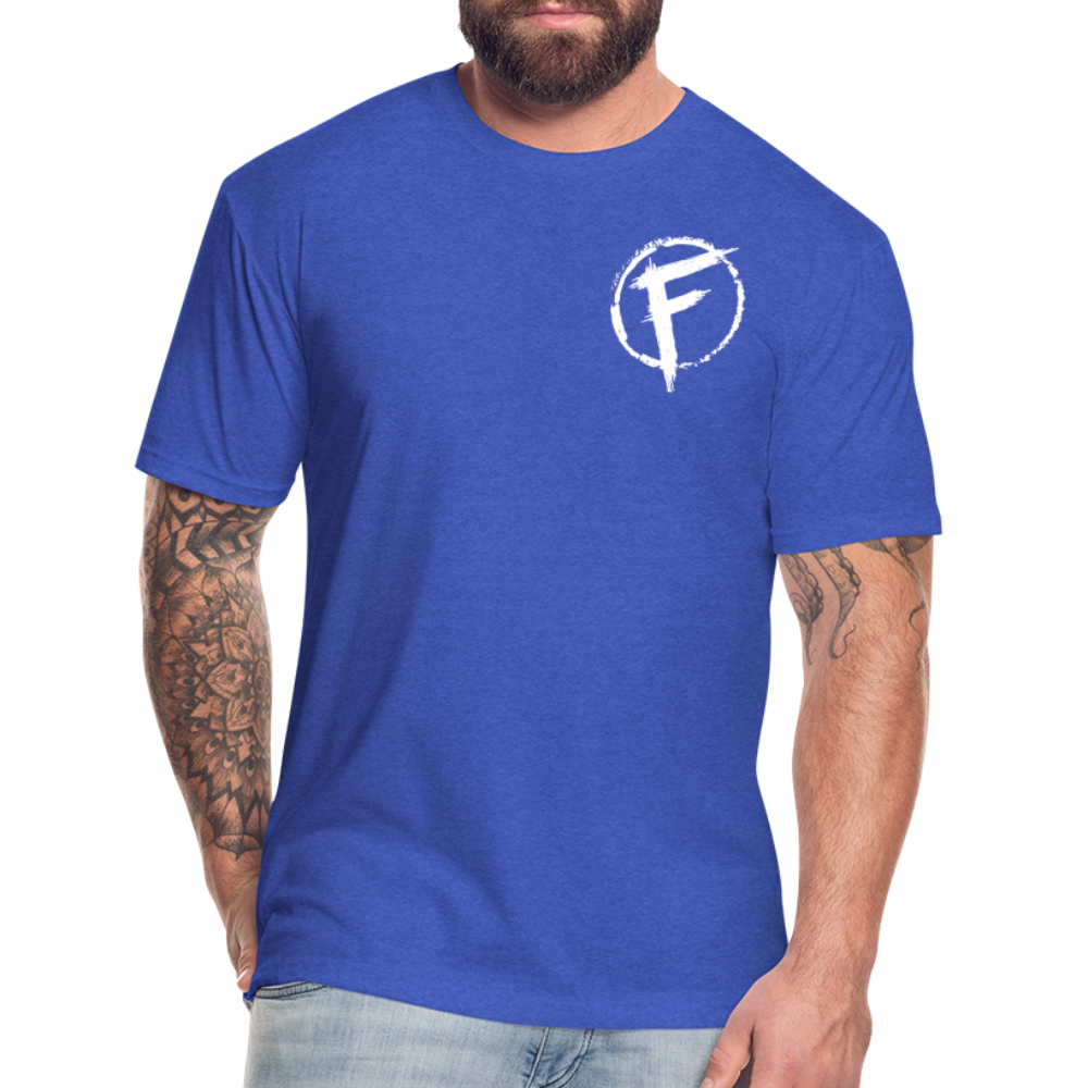 Fire + Fury Flag Back Cotton/Poly T-Shirt by Next Level - heather royal