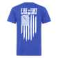 Fire + Fury Flag Back Cotton/Poly T-Shirt by Next Level - heather royal