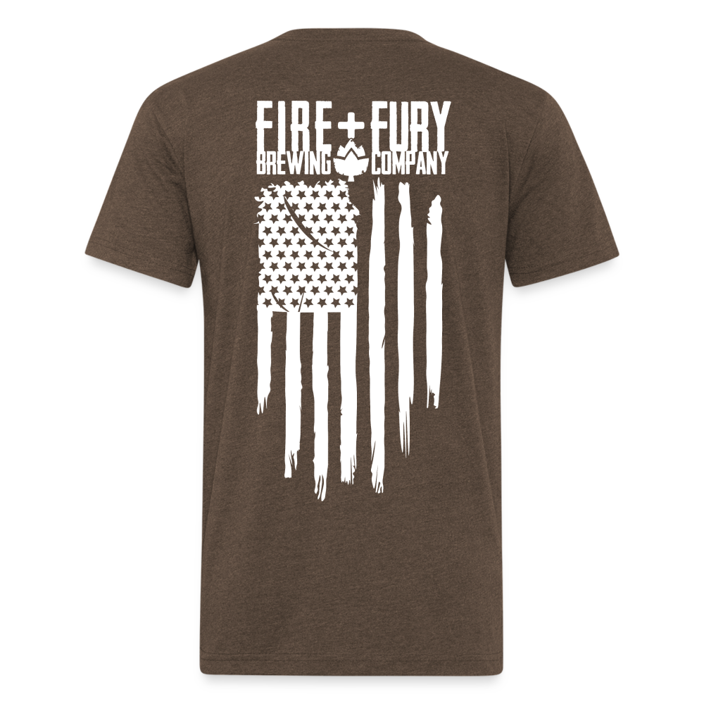 Fire + Fury Flag Back Cotton/Poly T-Shirt by Next Level - heather espresso