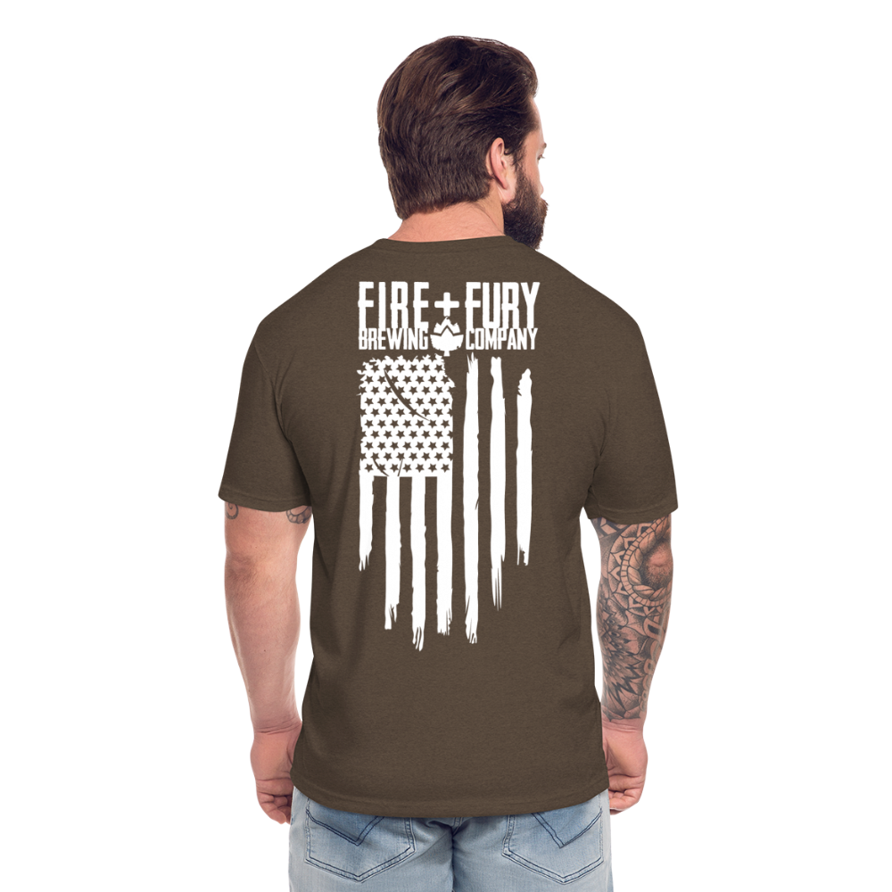 Fire + Fury Flag Back Cotton/Poly T-Shirt by Next Level - heather espresso