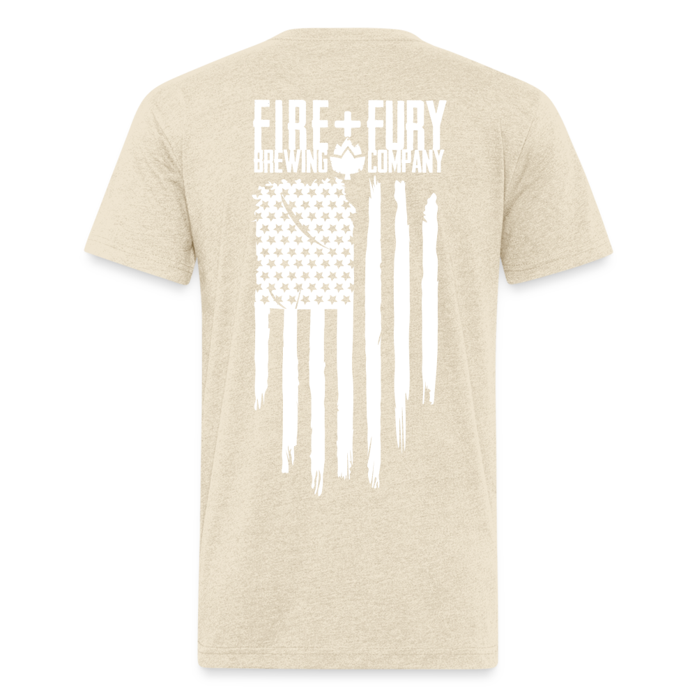 Fire + Fury Flag Back Cotton/Poly T-Shirt by Next Level - heather cream