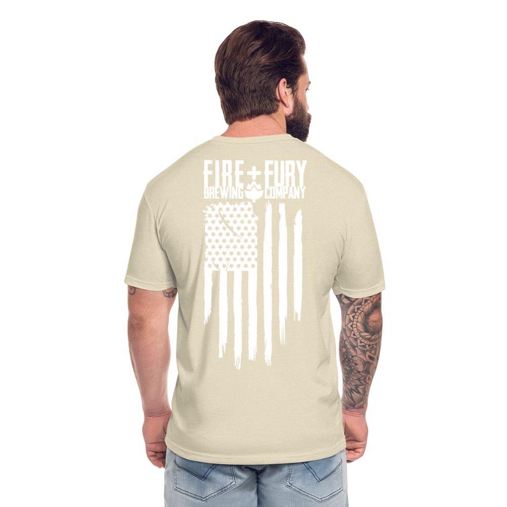 Fire + Fury Flag Back Cotton/Poly T-Shirt by Next Level - heather cream