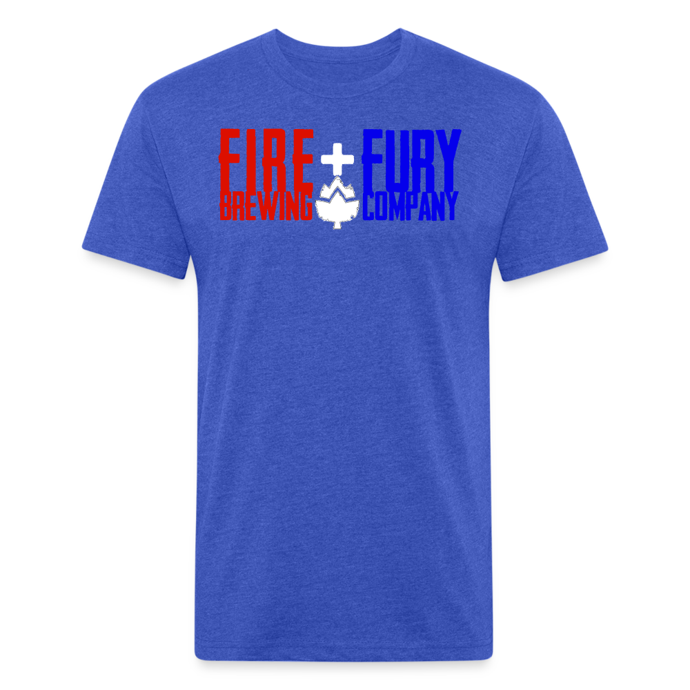 Fire + Fury RWB Simple F Cotton/Poly T-Shirt by Next Level - heather royal